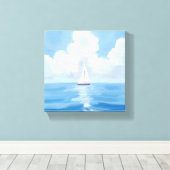 青でセーリング | 沿岸帆船海絵を描ズ キャンバスプリント (インサイチュ (ウッドフロア))
