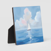青でセーリング | 沿岸帆船海絵を描ズ フォトプラーク (正面)