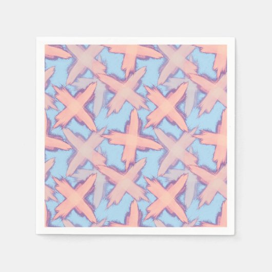 青でパッチワークを交差。 スタンダードカクテルナプキン (正面)