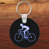 青でレースする自転車 キーホルダー (正面)