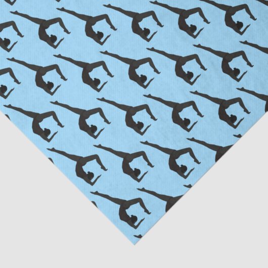 青で体操選手のシルエットを反転 薄葉紙 (詳細)