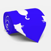 青で孤立した白い猫の水玉模様パター王室のン ネクタイ (ロール)