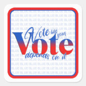 青で投票 スクエアシール (正面)