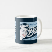 青で投票 |マグカップ |レトロ おもしろい コーヒーマグカップ (正面右)