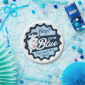 青で投票 |紙プレート |ヴィンテージレトロ おもしろい ペーパープレート (パーティー)