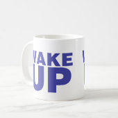 青で目覚める コーヒーマグカップ (正面左)