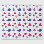 青で見ているクジラ ラッピングペーパー (フラット)