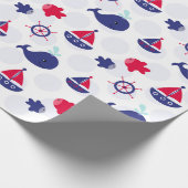 青で見ているクジラ ラッピングペーパー (角)