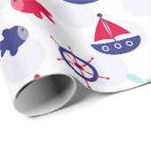 青で見ているクジラ ラッピングペーパー (ロールコーナー)