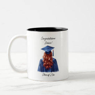 青で赤毛の女性を卒業 ツートーンマグカップ