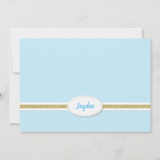 青で4人目の誕生日の写真の招待状を書いたバニー 招待状 (裏面)