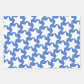 青とおもしろい、白い星模様 ラッピングペーパーシート (正面2)