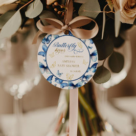 青とお洒落金ゴールド蝶キスベビーショー フェイバータグ