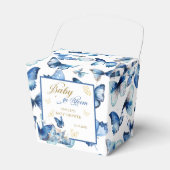 青とお洒落金ゴールド蝶ベビーイン開花 フェイバーボックス (正面サイド)