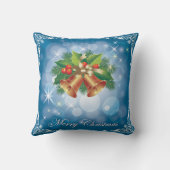 青とかわいらし白のメリークリスマス広場 クッション (裏面)
