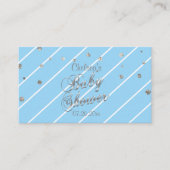 青とかわいらし銀 – 赤ちゃんシャワーブックラッフル エンクロージャーカード (正面)