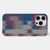 青とくすんだ紫の幾何学模様 iPhoneケース (裏面横)