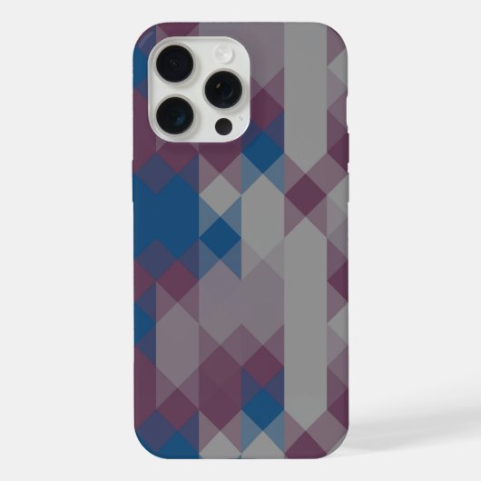 青とくすんだ紫の幾何学模様 iPhoneケース (裏面)