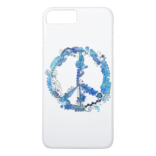 青との図解入りの、写真付きのでアートなピースサインのペンの芸術 Case-Mate iPhoneケース (裏面)