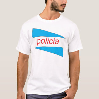青とのPOLICIAはワイシャツをくさびで留めます Tシャツ
