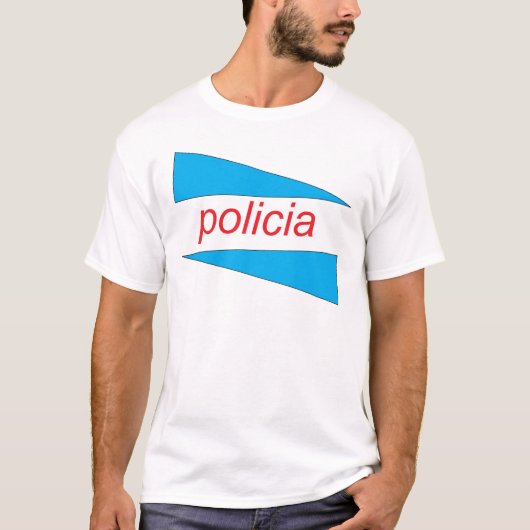青とのPOLICIAはワイシャツをくさびで留めます Tシャツ (正面)