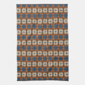 青とはっきりしたテラコッタ幾何学模様 キッチンタオル (縦)