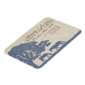 青とアイボリーのヴィンテージ馬ファーム日付を保存 マグネット (左側)