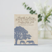 青とアイボリーのヴィンテージ馬ファーム日付を保存 案内ポストカード (スタンド正面)