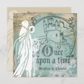 青とアイボリーの昔話のような結婚式の招待状 招待状 (正面/裏面)