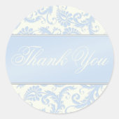 青とアイボリーダマスクありがとうステッカー ラウンドシール (正面)