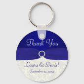 青とアイボリーダマスクウェディングフライトキーチェーン キーホルダー (正面)