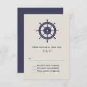 青とアイボリー航海のをテーマにした結婚式RSVPカード 出欠カード (正面/裏面)