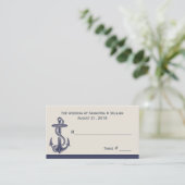 青とアイボリー航海のテーマ結婚の護衛カード プレイスカード (スタンド正面)