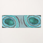 青とアクアのアゲイトの柄パーソナライズされた- ヨガマット (裏面(横))