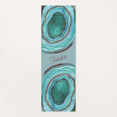 青とアクアのアゲイトの柄パーソナライズされた- ヨガマット (正面)