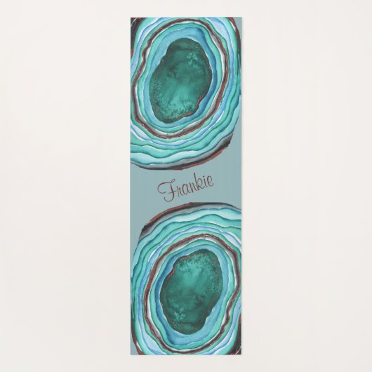 青とアクアのアゲイトの柄パーソナライズされた- ヨガマット (裏面)