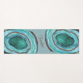 青とアクアのアゲイトの柄パーソナライズされた- ヨガマット (正面(横))