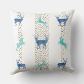 青とアクアの水色のトナカイと金ゴールド液滴 クッション (裏面)