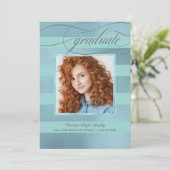 青とアクアストライプの写真と大学院 案内状 (スタンド正面)