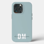 青とイニシャルスクリプト書道の名前モノグラム Case-Mate iPhoneケース (裏面)