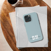 青とイニシャルスクリプト書道の名前モノグラム Case-Mate iPhoneケース