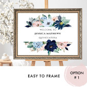 青とエレガントピンクのサンゴフローラ、ウェルカムサイン ポスター