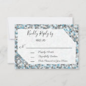 青とエレガント灰色の抽象芸術石の応答カード 出欠カード (正面)