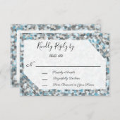 青とエレガント灰色の抽象芸術石の応答カード 出欠カード (正面/裏面)