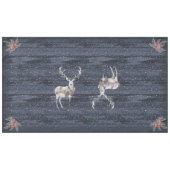 青とエレガント灰色の雪のトナカイのクリスマス テーブルクロス (正面(横))