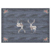青とエレガント灰色の雪のトナカイのクリスマス テーブルクロス (正面(横))