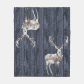 青とエレガント灰色の雪のトナカイのクリスマス フリースブランケット (正面)