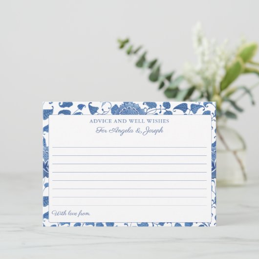 青とエレガント白のアドバイスとウェルウィッシュカード 招待状 (スタンド正面)
