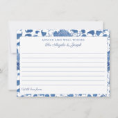 青とエレガント白のアドバイスとウェルウィッシュカード 招待状 (正面)