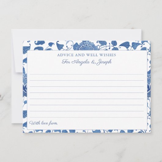 青とエレガント白のアドバイスとウェルウィッシュカード 招待状 (正面)